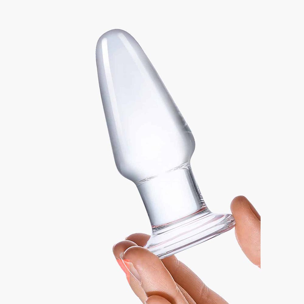 Glass Butt Plug Clear 3.5in Glass Butt Plug Clear 3.5in