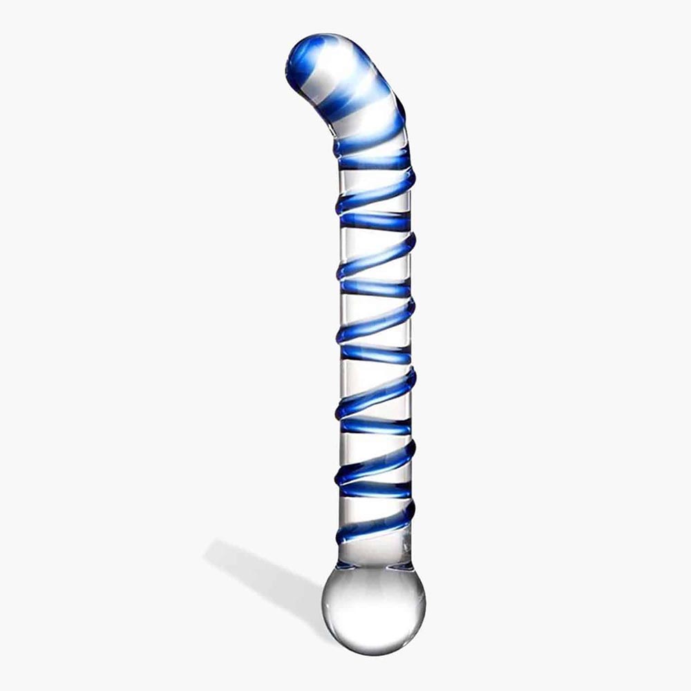Mr. Swirly Glass Dildo Clear 6.5in