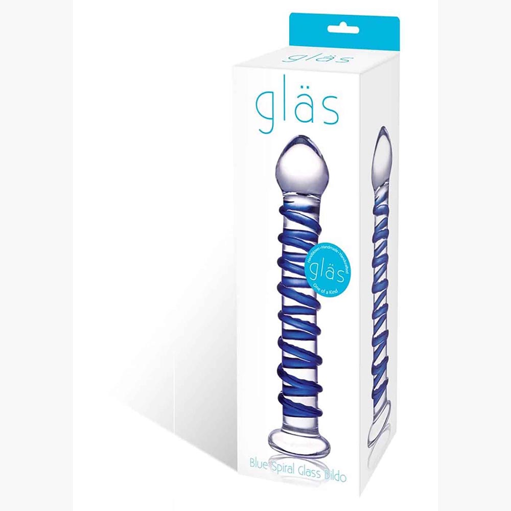 Spiral Glass Dildo Blue Spiral Glass Dildo Blue