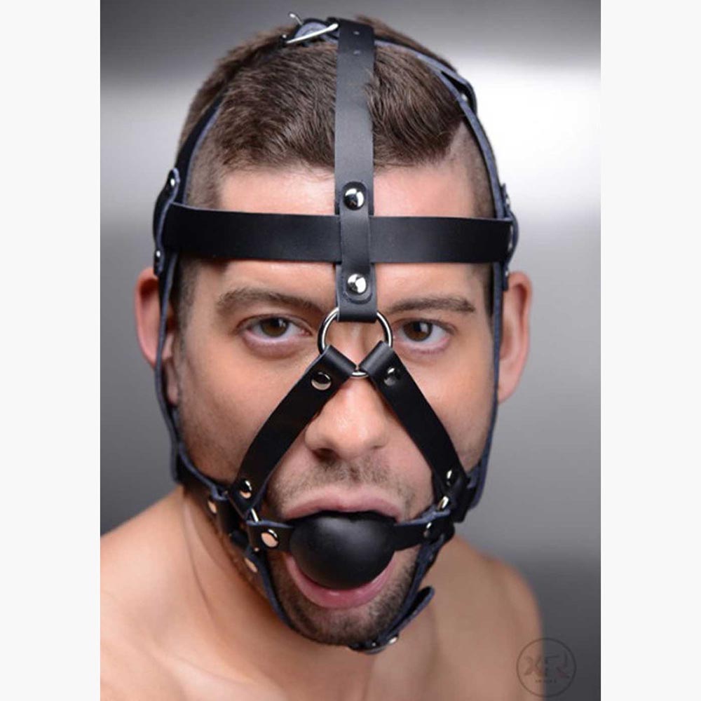 Leather Head Harness with Ball Gag