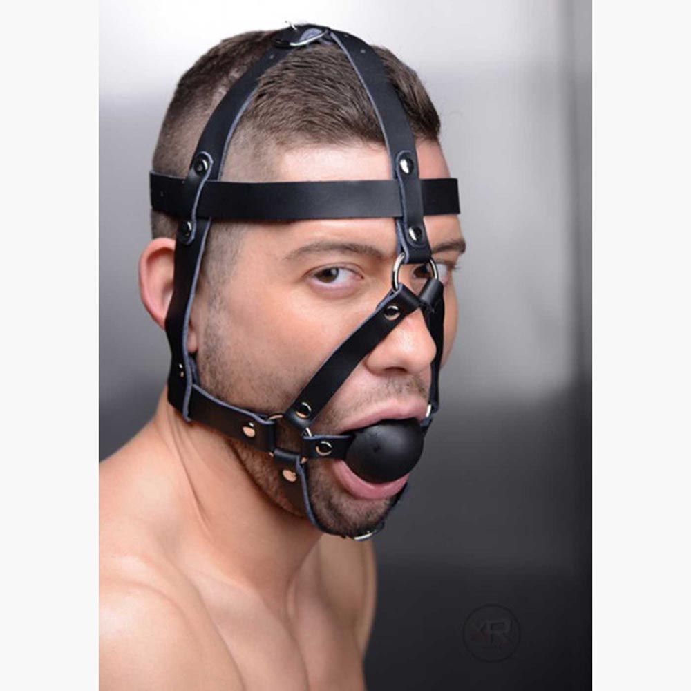 Leather Head Harness with Ball Gag