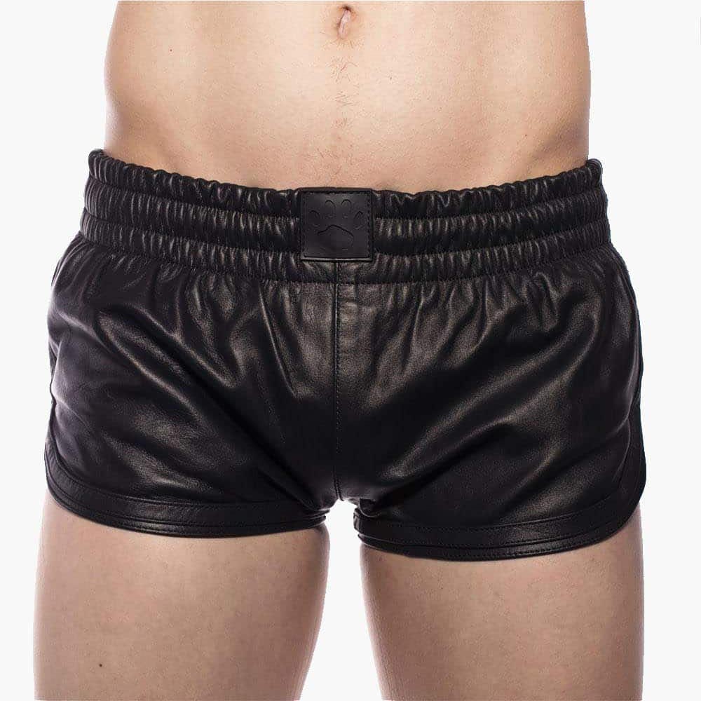 Leather Sports Shorts Black