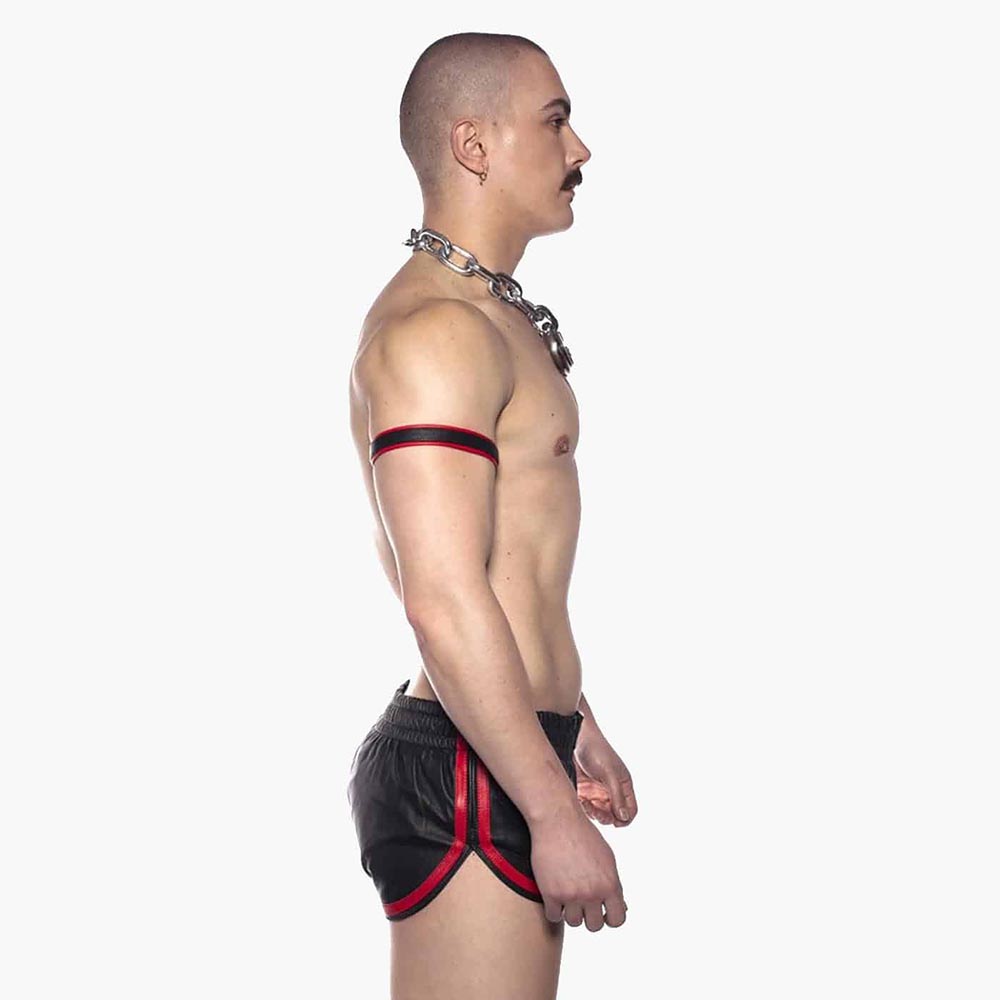Leather Sports Shorts Black/Red Leather Sports Shorts Black/Red