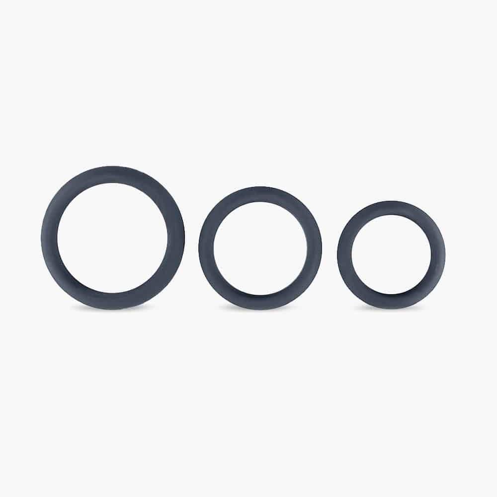 3-Piece Flat Cock Ring Kit Grey