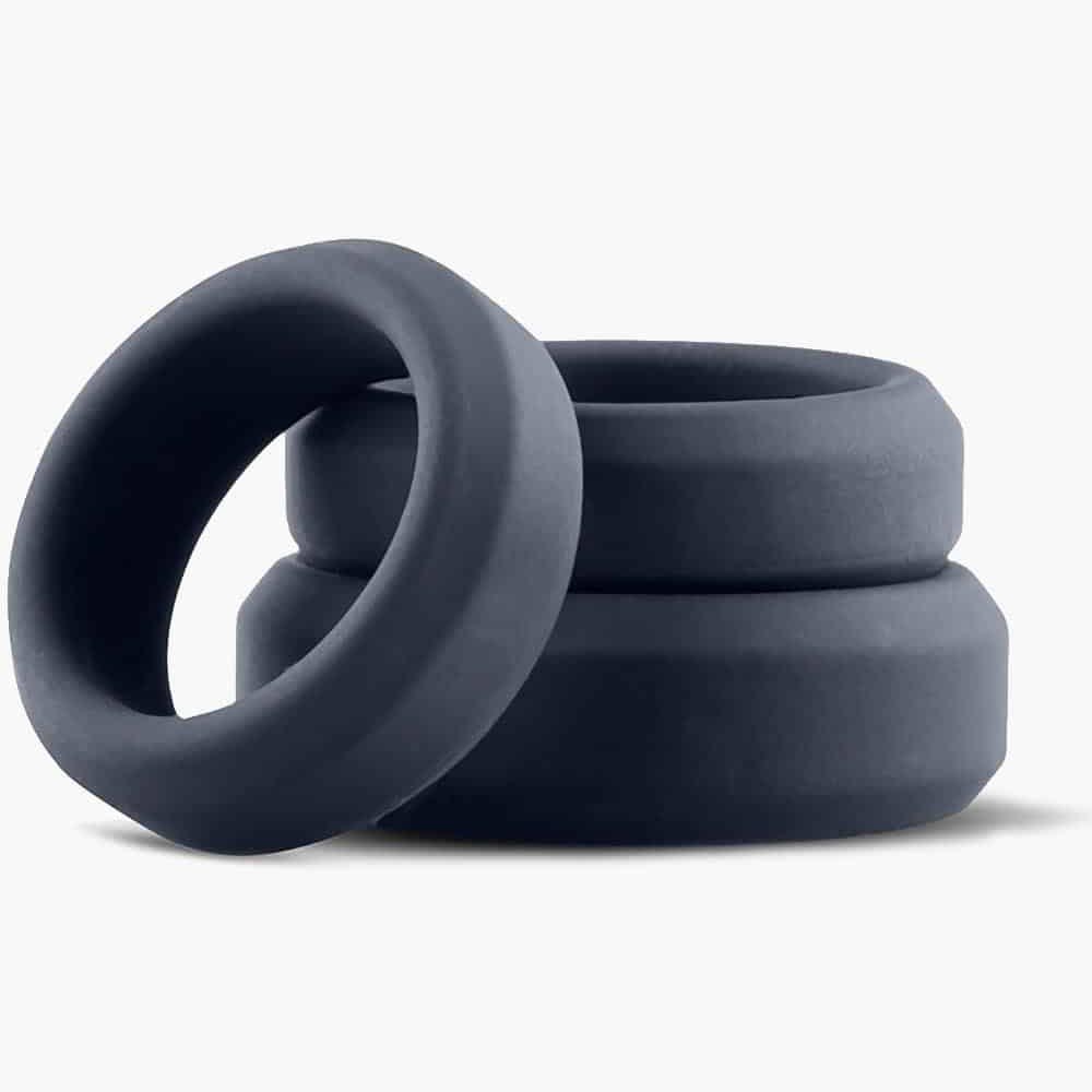 3-Piece Flat Cock Ring Kit Grey