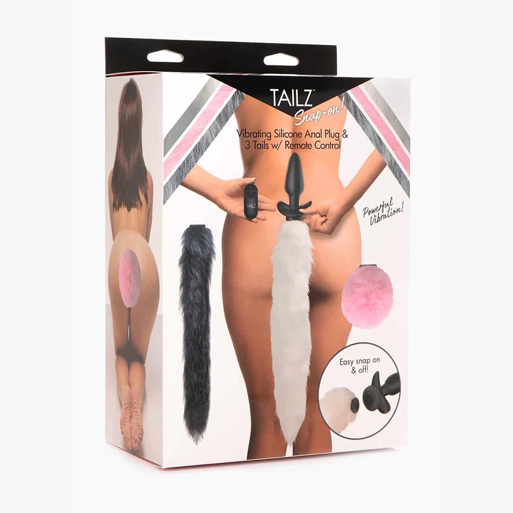 Snap-On Vibrating Silicone Anal Plug & 3 Tails With Remote Control Snap-On Vibrating Silicone Anal Plug & 3 Tails With Remote Control