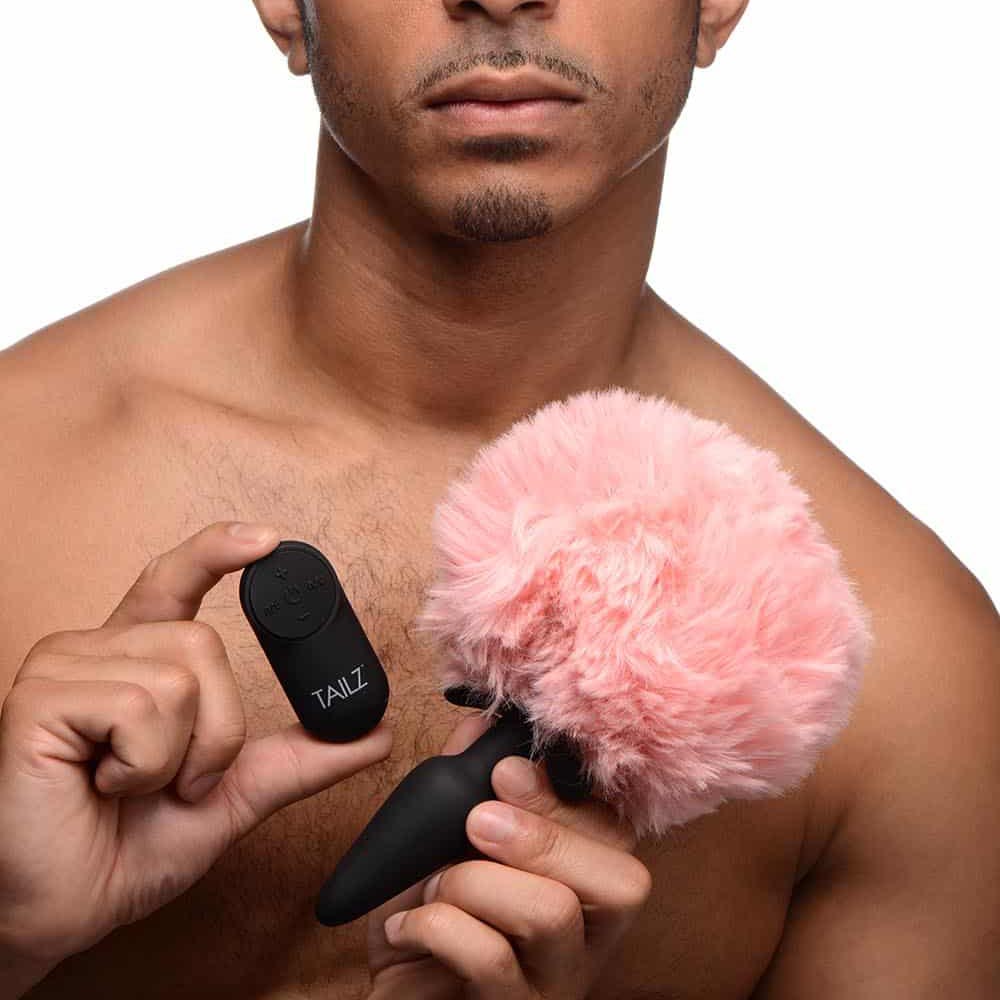 Snap-On Vibrating Silicone Anal Plug & 3 Tails With Remote Control