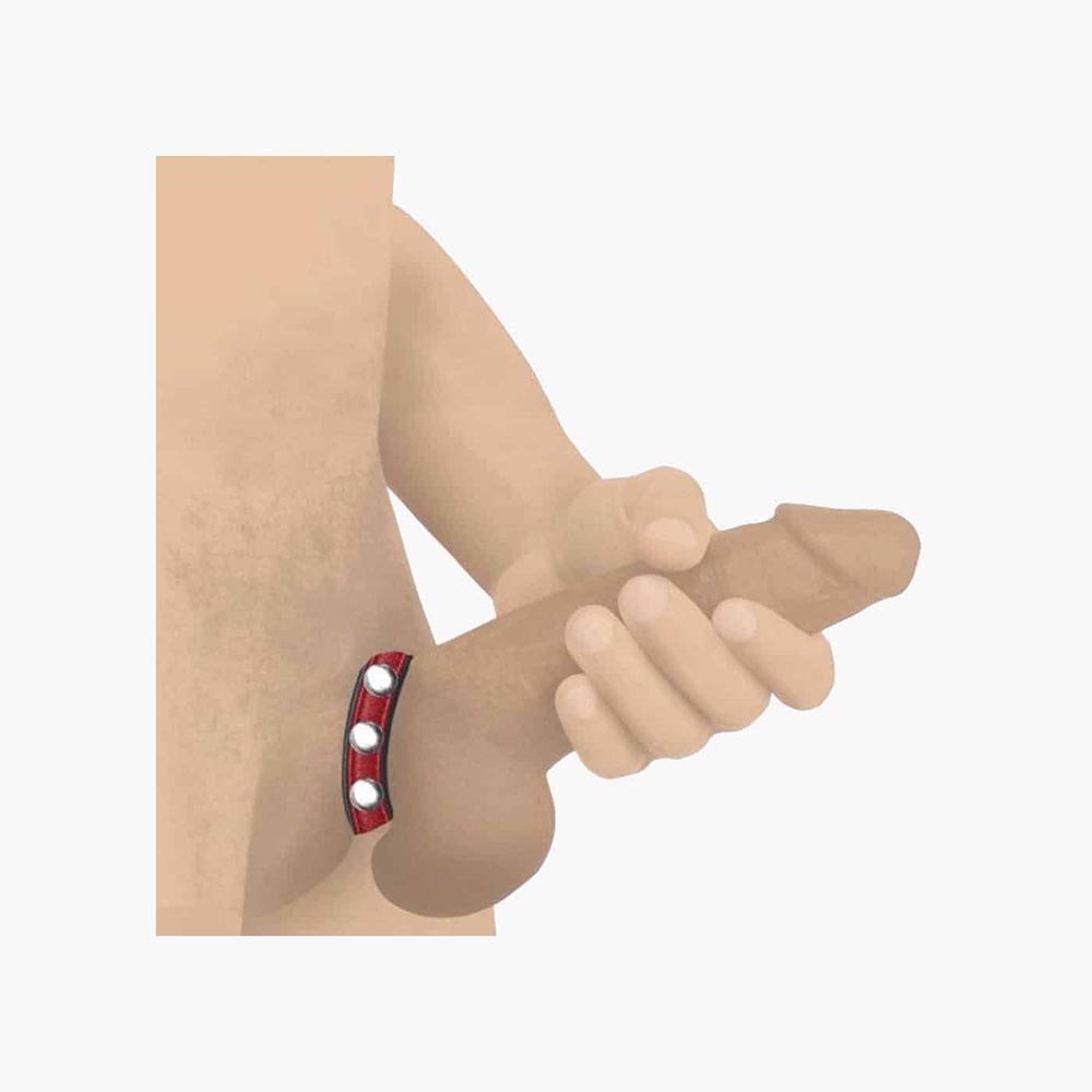 Leather Speed Snap Cock Ring Red Leather Speed Snap Cock Ring Red