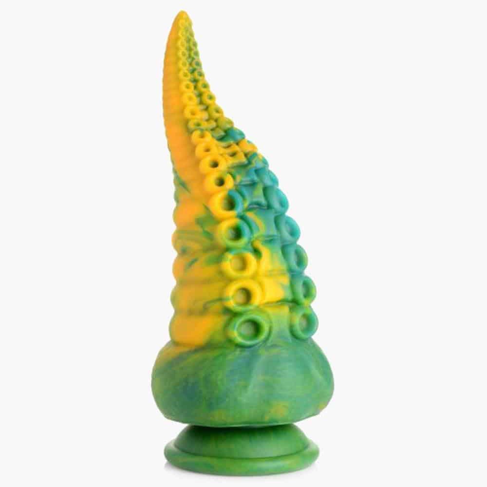 Monstropus Tentacled Marble Green and Yellow Monster Silicone Dildo