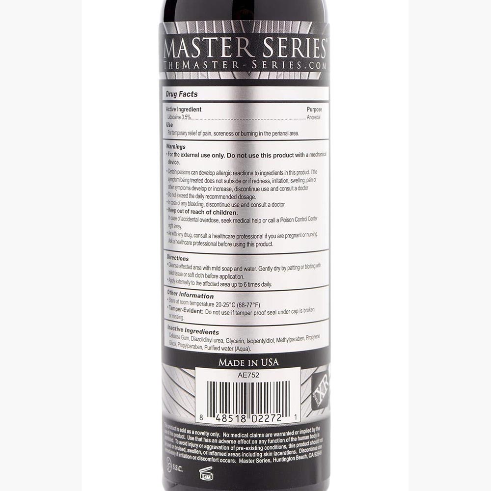 Master Series Numb Desensitizing Lube With Lidocaine 8oz