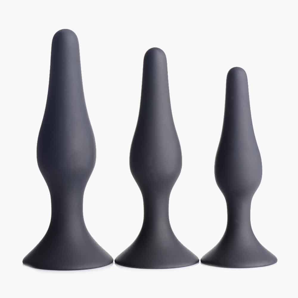 Triple Spire Tapered Silicone Anal Trainer Set Black Triple Spire Tapered Silicone Anal Trainer Set Black