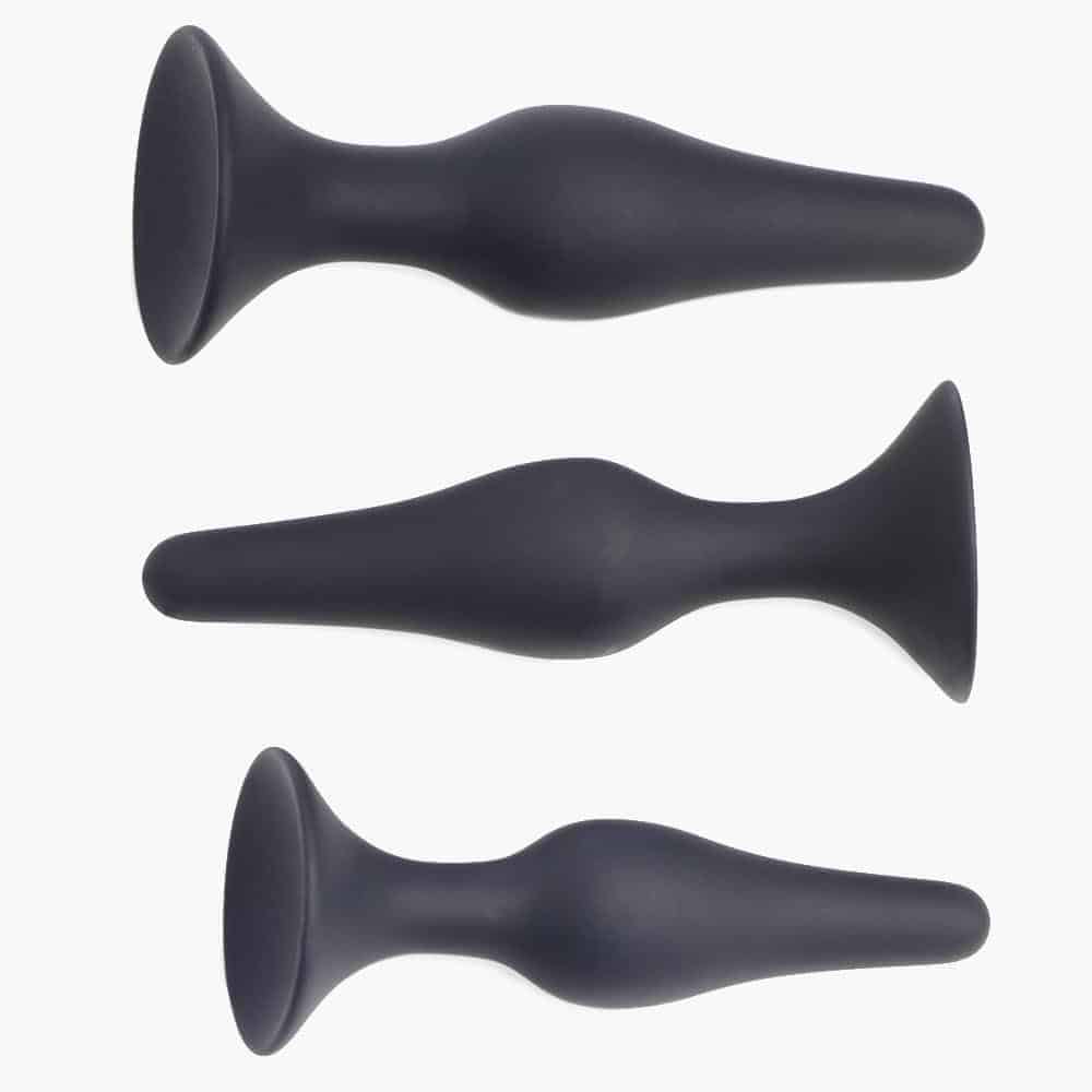 Triple Spire Tapered Silicone Anal Trainer Set Black Triple Spire Tapered Silicone Anal Trainer Set Black
