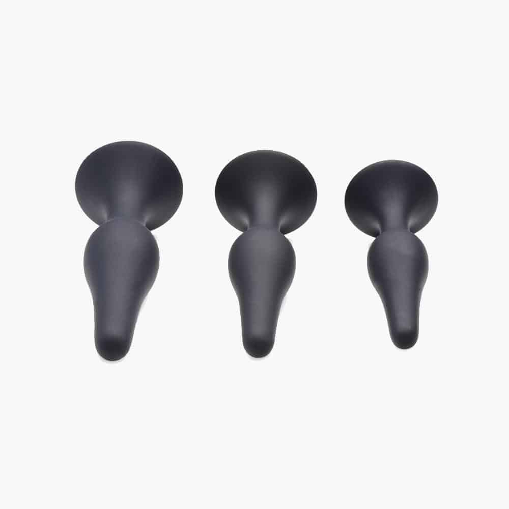 Triple Spire Tapered Silicone Anal Trainer Set Black Triple Spire Tapered Silicone Anal Trainer Set Black