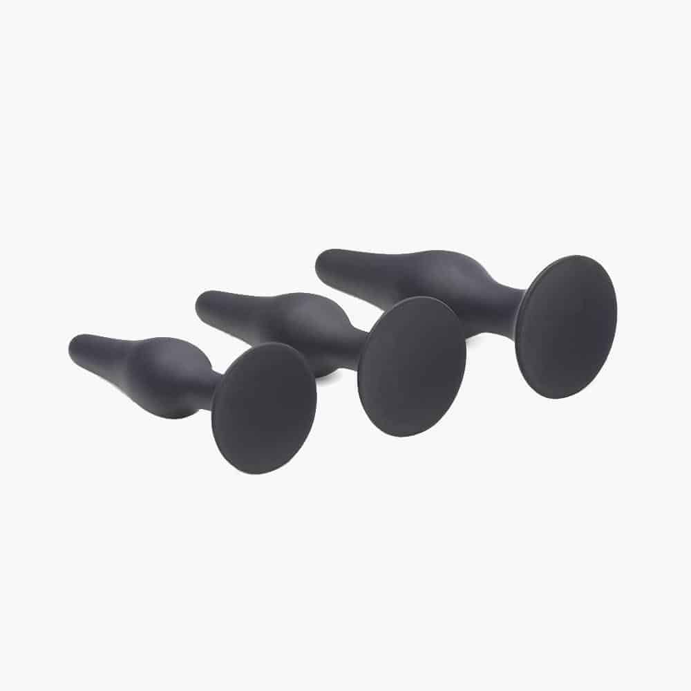 Triple Spire Tapered Silicone Anal Trainer Set Black Triple Spire Tapered Silicone Anal Trainer Set Black