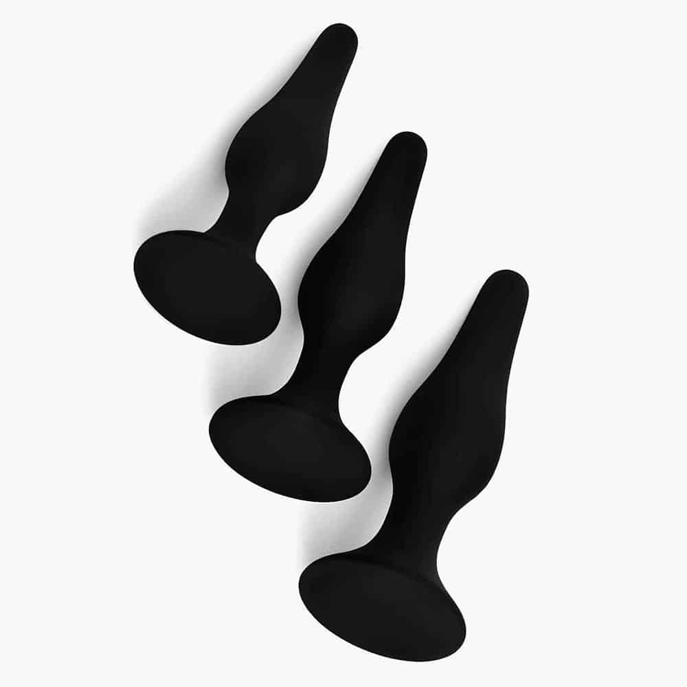 Triple Spire Tapered Silicone Anal Trainer Set Black Triple Spire Tapered Silicone Anal Trainer Set Black