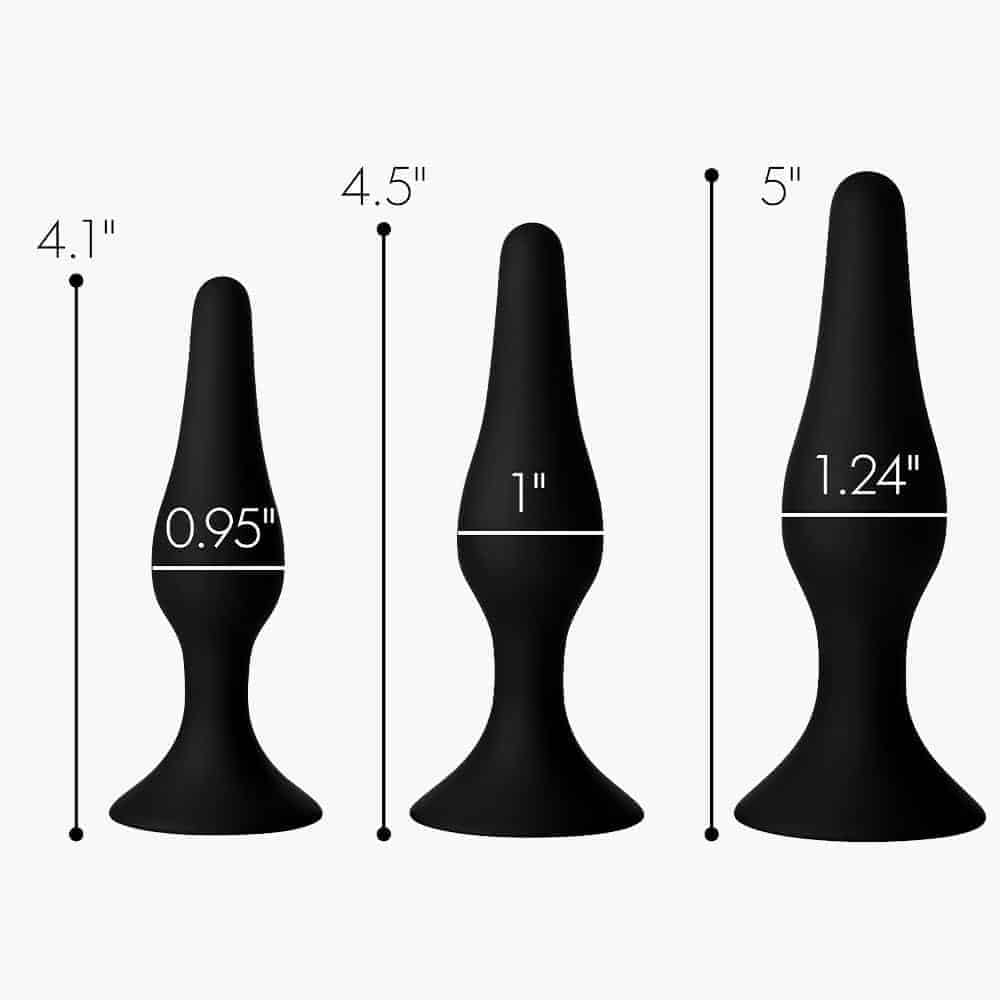 Triple Spire Tapered Silicone Anal Trainer Set Black Triple Spire Tapered Silicone Anal Trainer Set Black