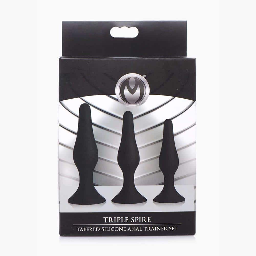 Triple Spire Tapered Silicone Anal Trainer Set Black Triple Spire Tapered Silicone Anal Trainer Set Black