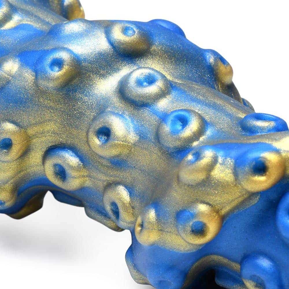 Kraken Tentacled Silicone Dildo Blue Gold Kraken Tentacled Silicone Dildo Blue Gold