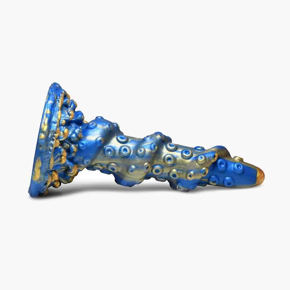 Kraken Tentacled Silicone Dildo Blue Gold Kraken Tentacled Silicone Dildo Blue Gold
