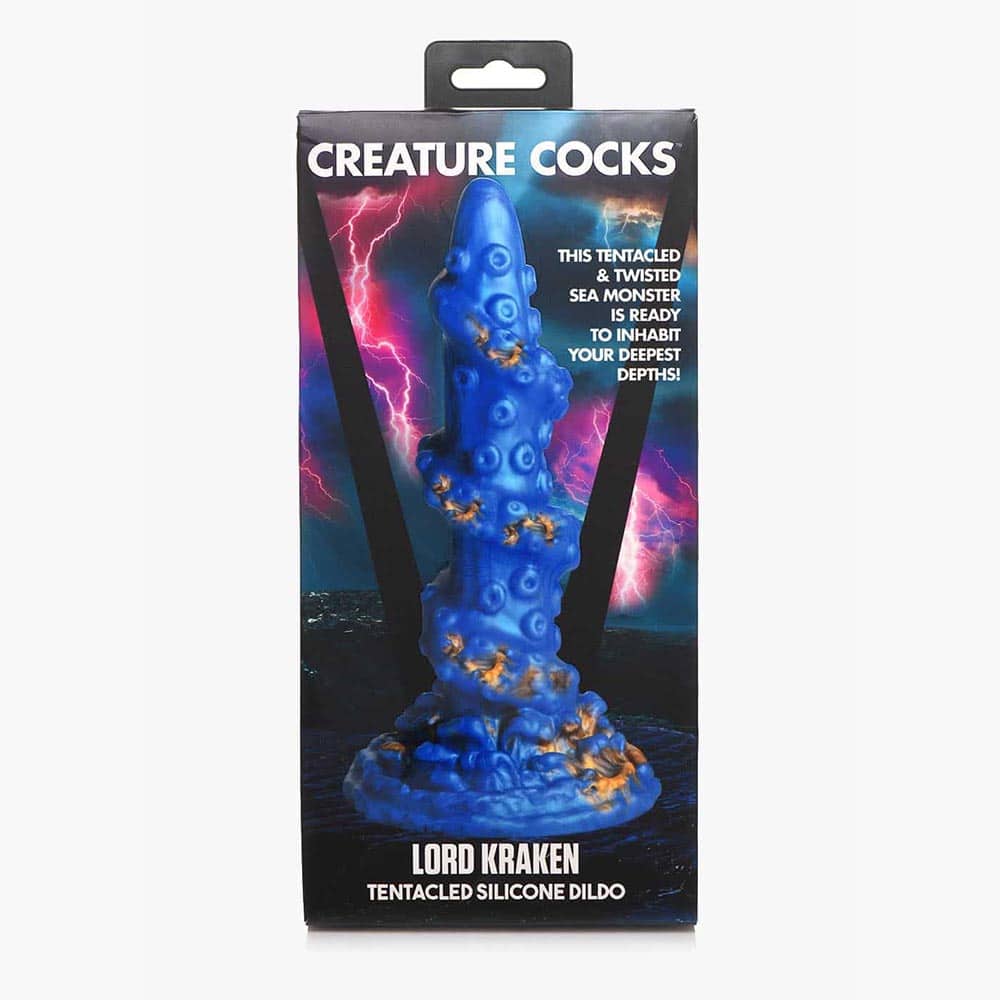 Kraken Tentacled Silicone Dildo Blue Gold Kraken Tentacled Silicone Dildo Blue Gold