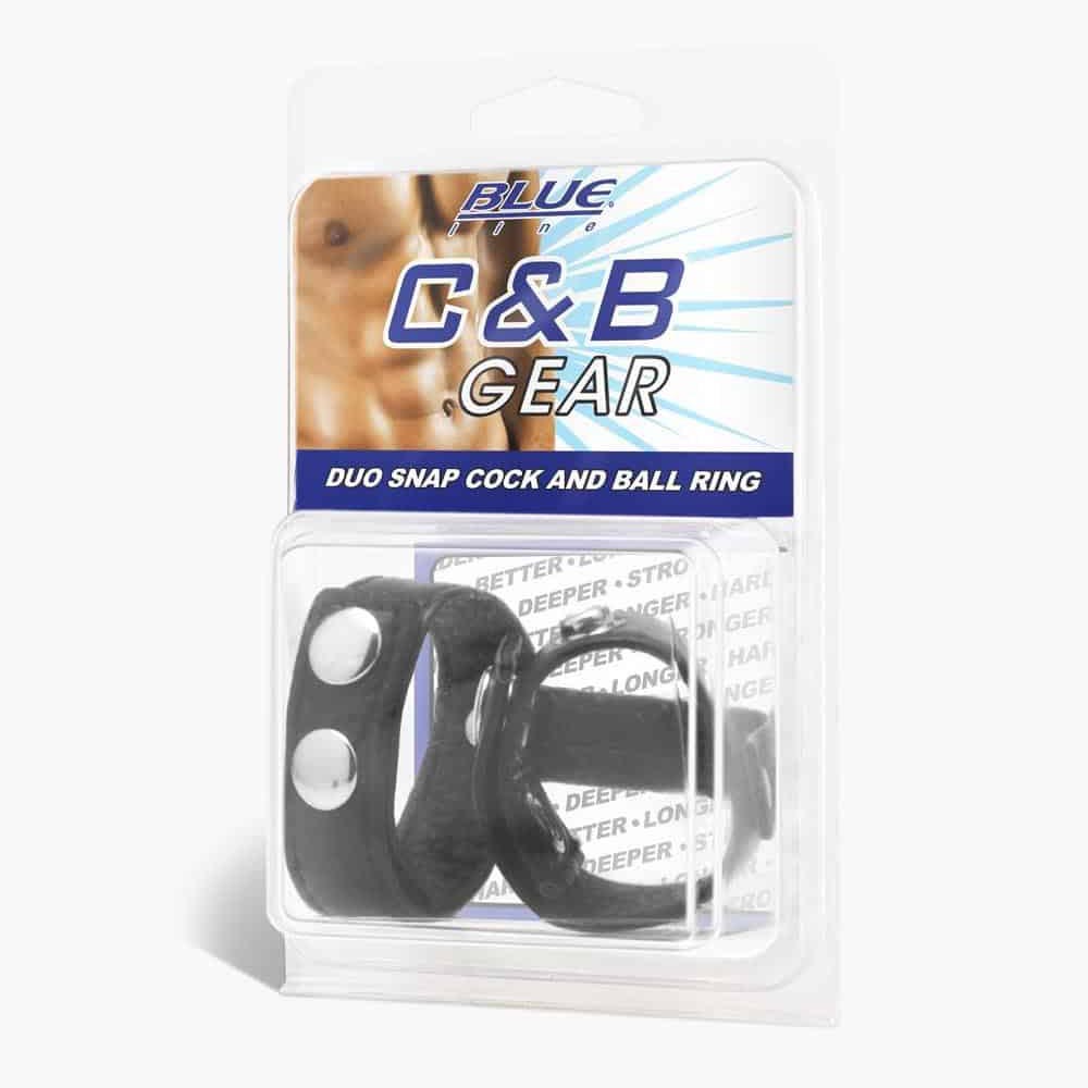 Blue Line Duo Snap Cock And Ball Ring Black Blue Line Duo Snap Cock And Ball Ring Black