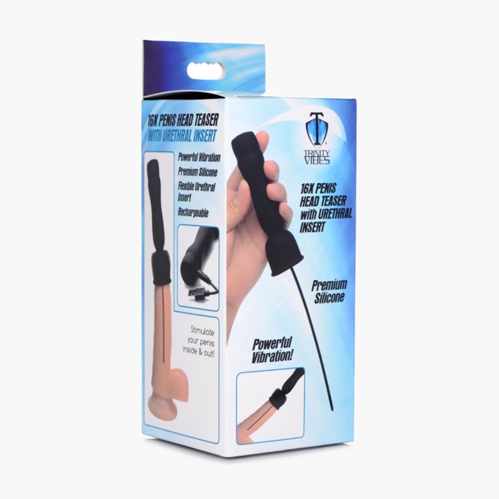 Trinity For Men 16x Penis Head Teaser With Urethral Sound Black Trinity For Men 16x Penis Head Teaser With Urethral Sound Black