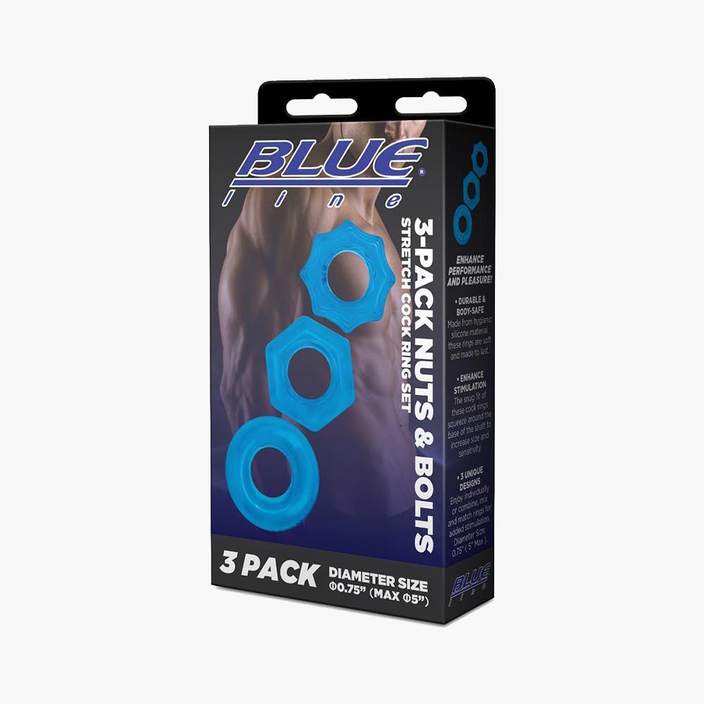3 Pack Nuts & Bolts Stretch Cock Ring Set 3 Pack Nuts & Bolts Stretch Cock Ring Set