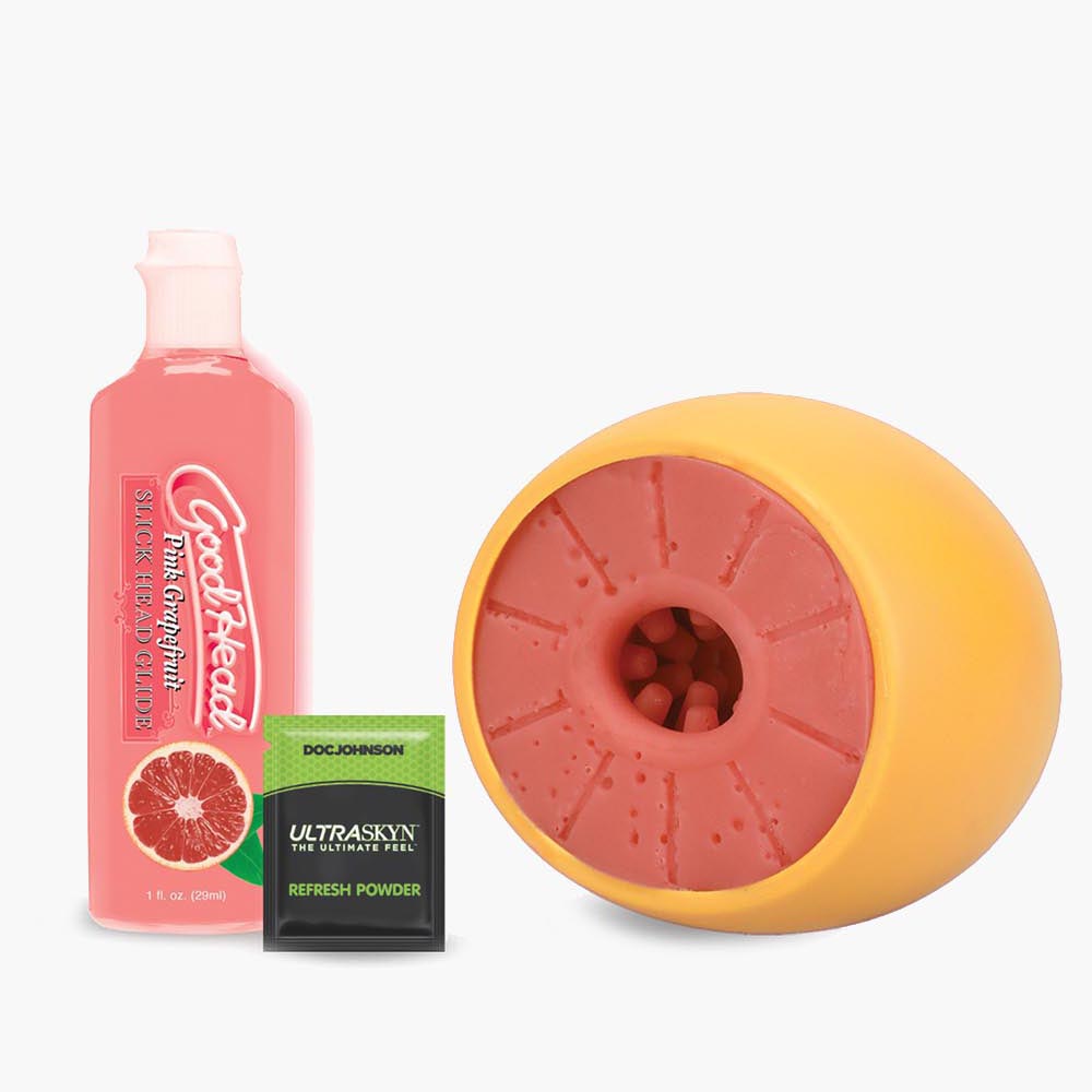 Grapefruit Open Ended Stroker Blowjob Set Grapefruit Open Ended Stroker Blowjob Set