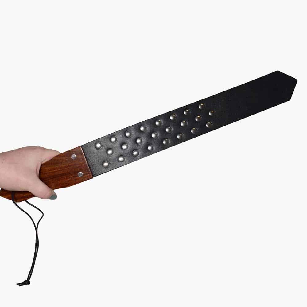 Leather and Wood Studded Paddle Leather and Wood Studded Paddle