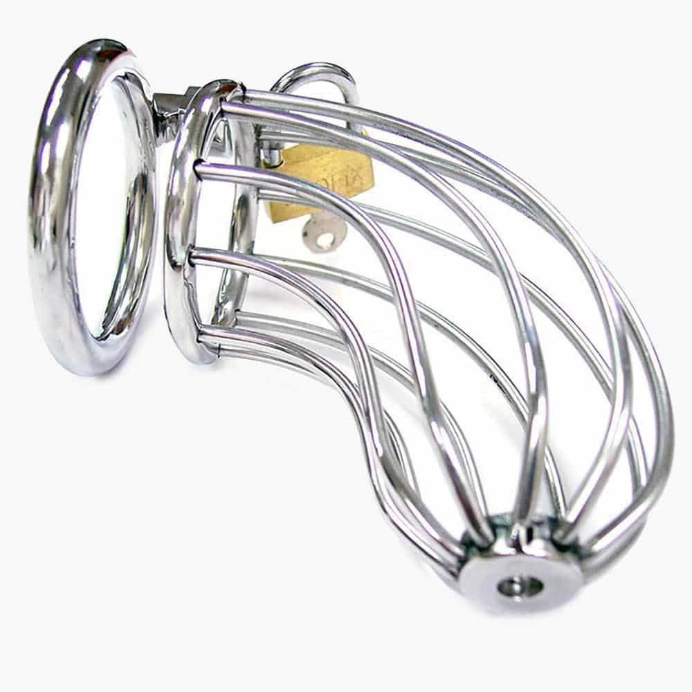 Stainless Steel Chastity Cage With Padlock Stainless Steel Chastity Cage With Padlock