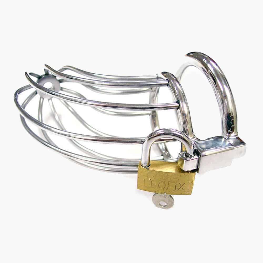 Stainless Steel Chastity Cage With Padlock Stainless Steel Chastity Cage With Padlock