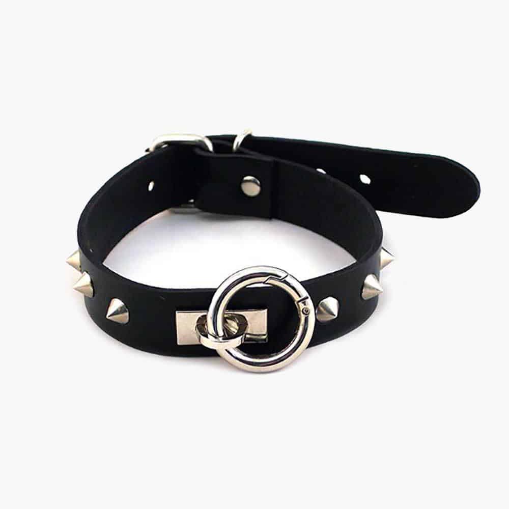 O-Ring Thin Studded Collar Black
