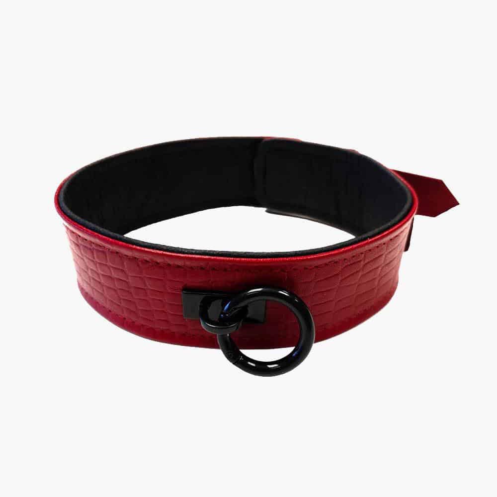 Leather Croc Print Collar Leather Croc Print Collar