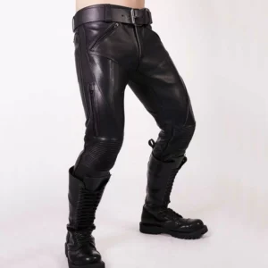 Black Leather Prowler Jeans