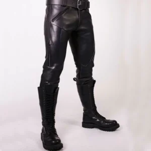 Black Leather Prowler Jeans