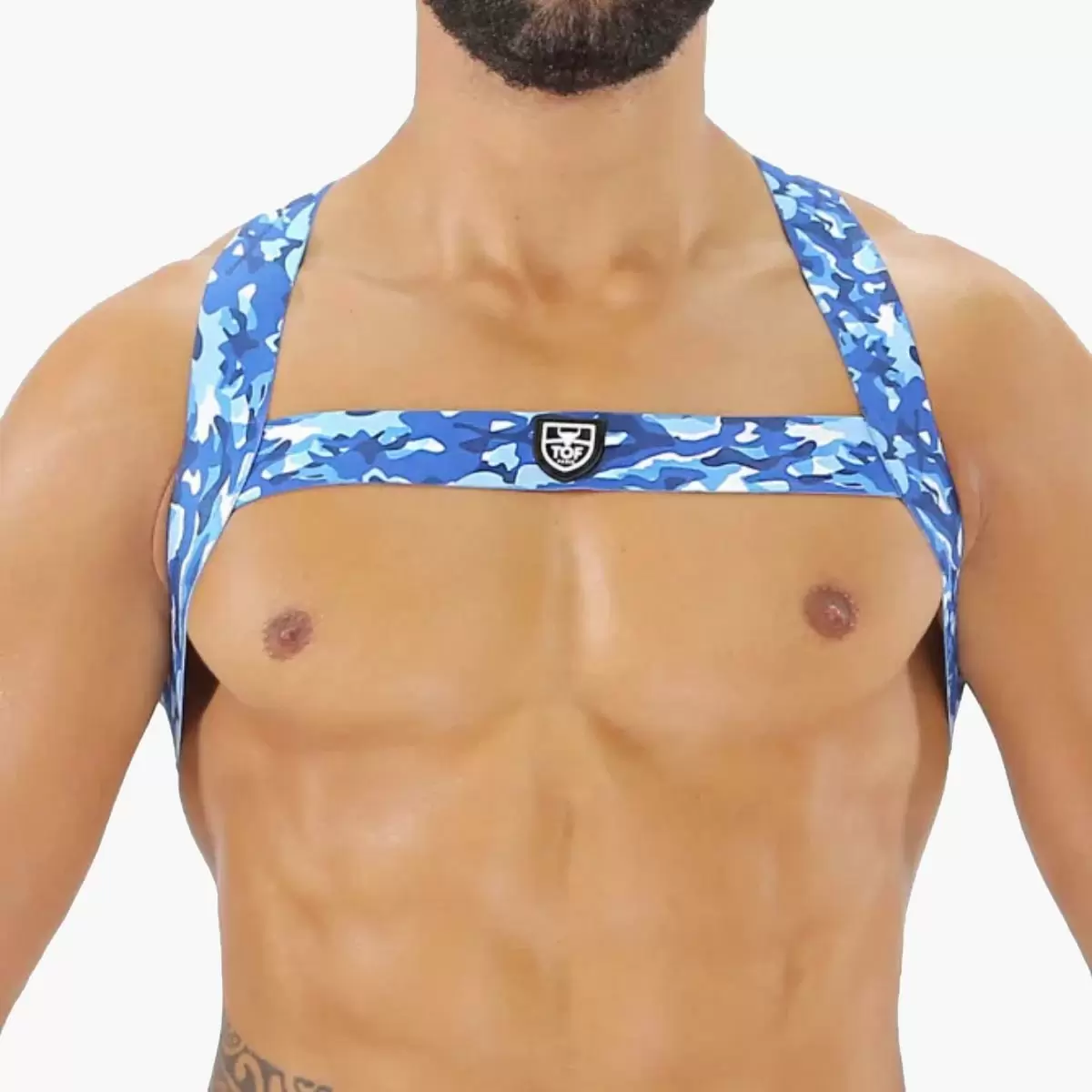 Fetish Elastic Harness Blue Camouflage Fetish Elastic Harness Blue Camouflage