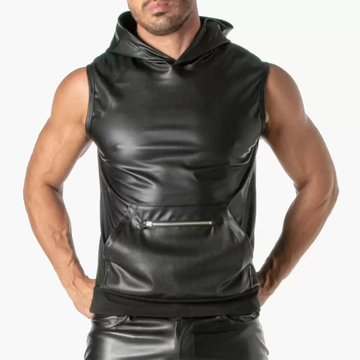 Kinky Zipped Pocket Sleeveless Hoodie Kinky Zipped Pocket Sleeveless Hoodie