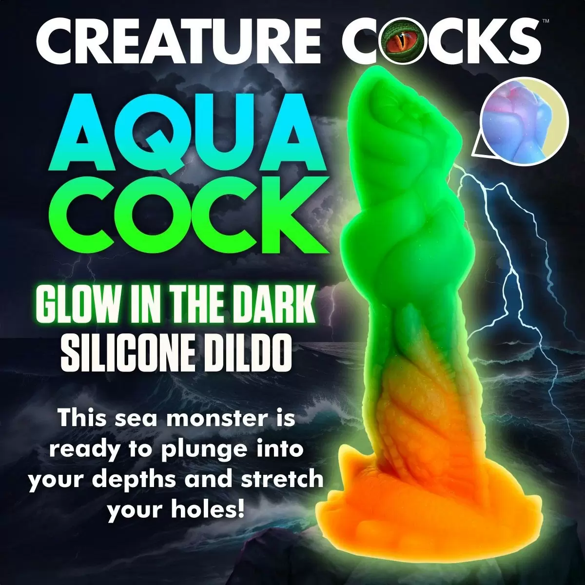 Aqua Cock Glow In The Dark Silicone Dildo Aqua Cock Glow In The Dark Silicone Dildo