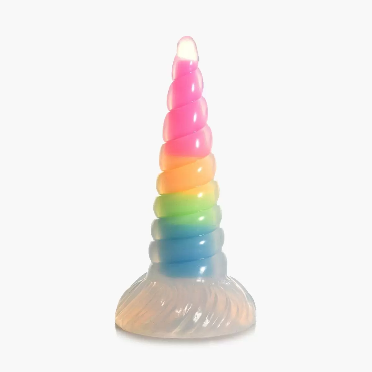 Uni-Glow Glow-in-the-Dark Rainbow Silicone Dildo Uni-Glow Glow-in-the-Dark Rainbow Silicone Dildo