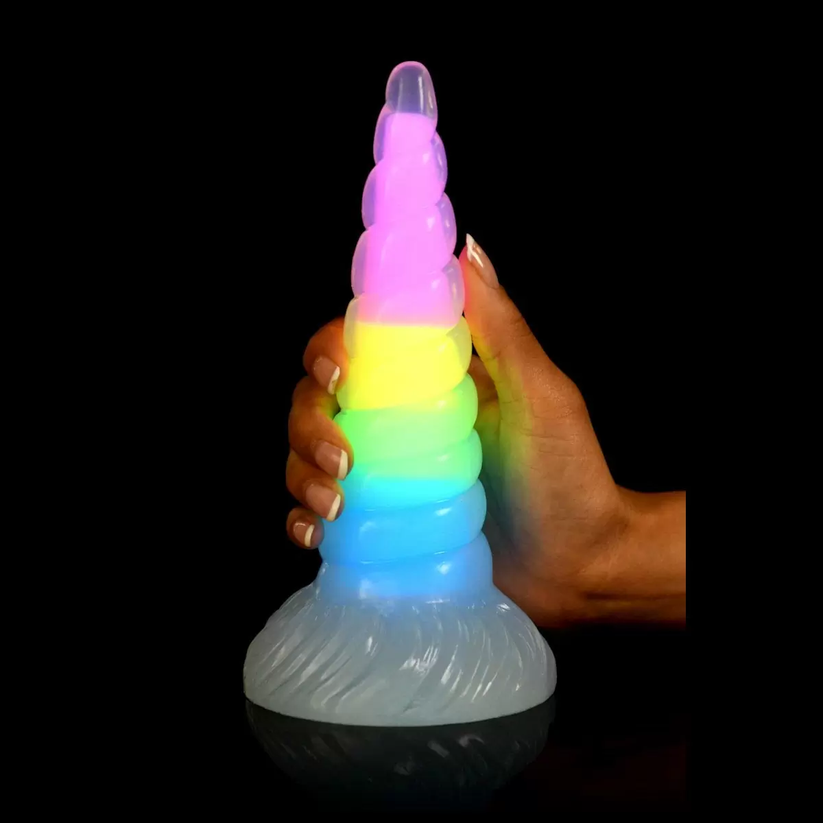 Uni-Glow Glow-in-the-Dark Rainbow Silicone Dildo Uni-Glow Glow-in-the-Dark Rainbow Silicone Dildo