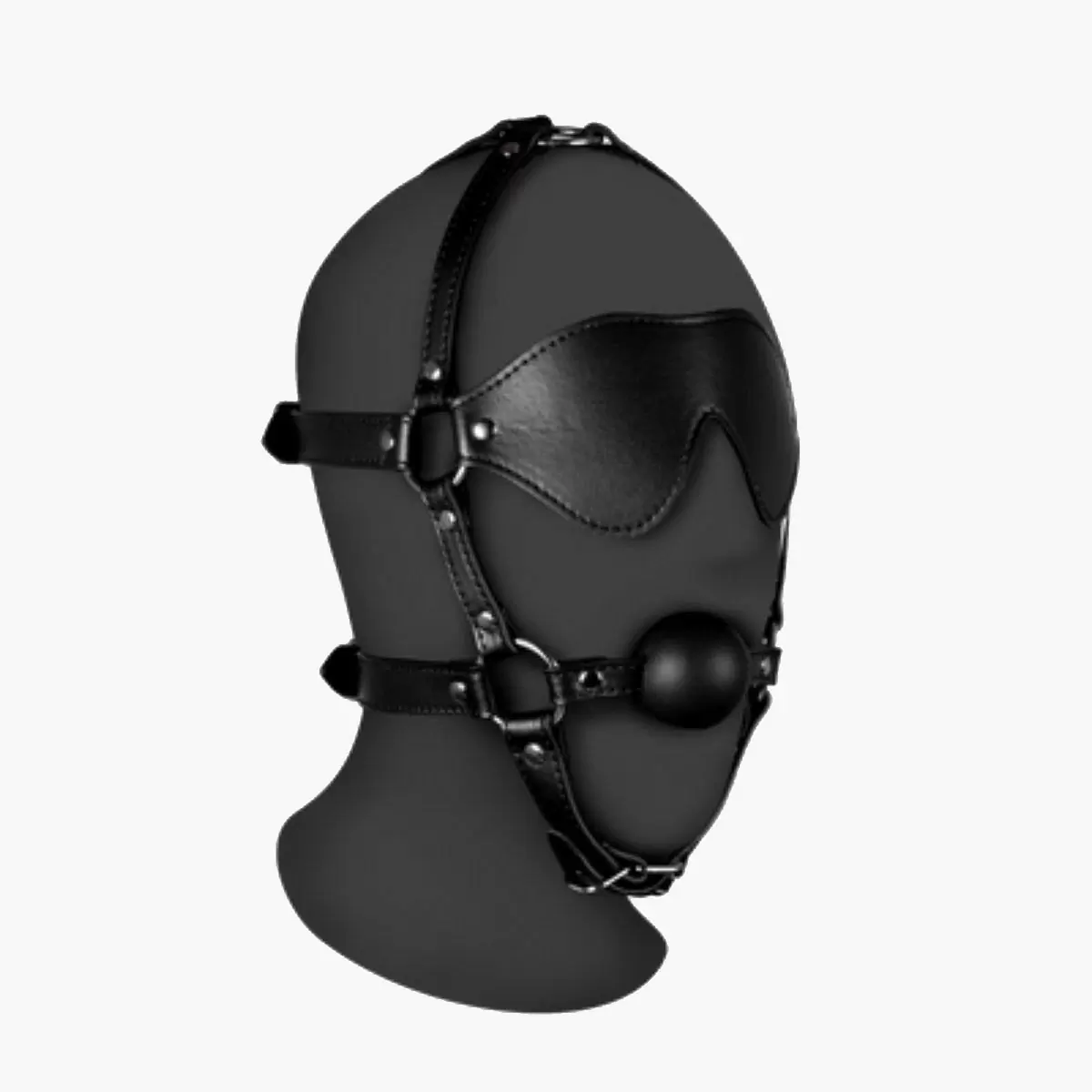 Blindfolded Head Harness with Solid Ball Gag Blindfolded Head Harness with Solid Ball Gag
