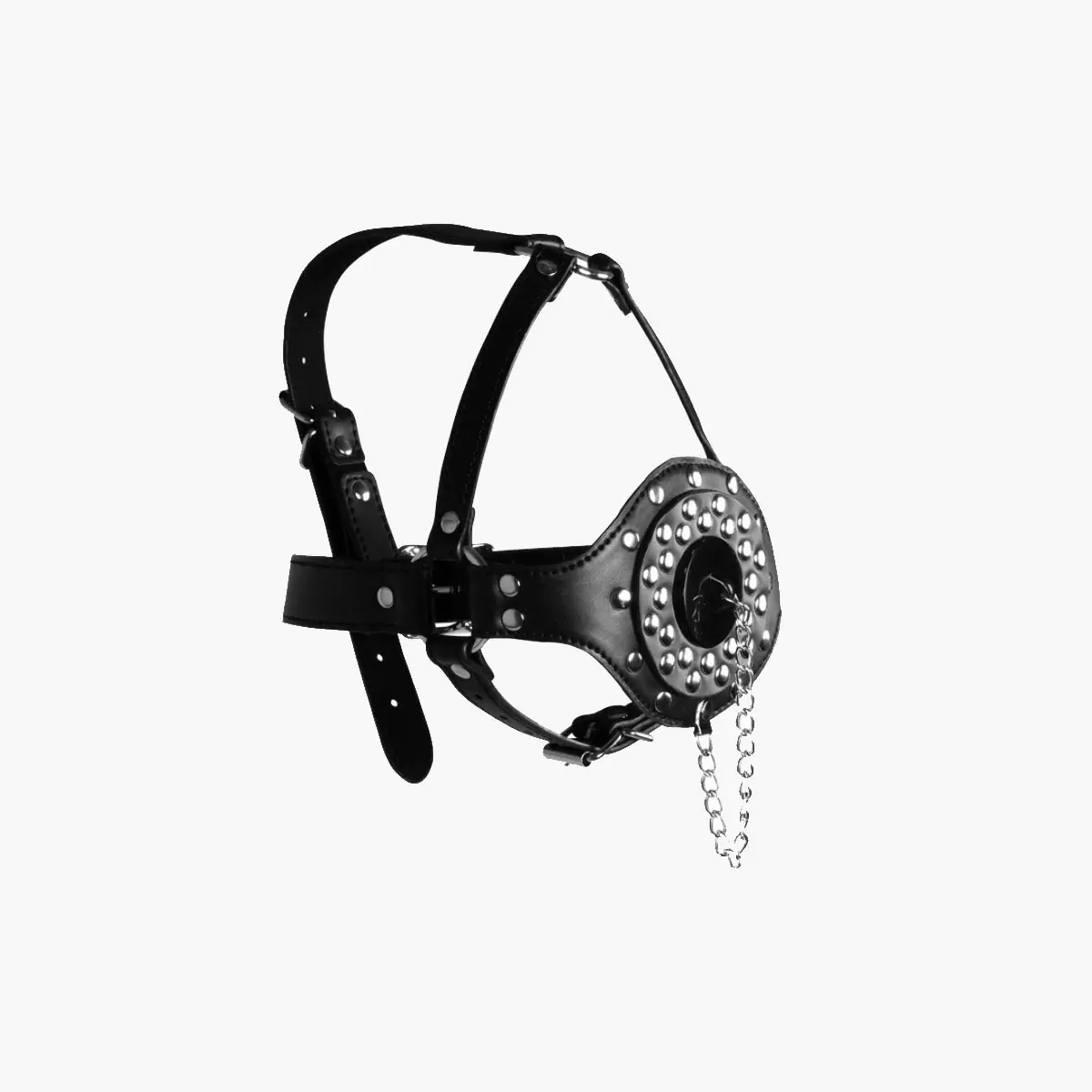 Open Mouth Gag Head Harness with Plug Stopper Black