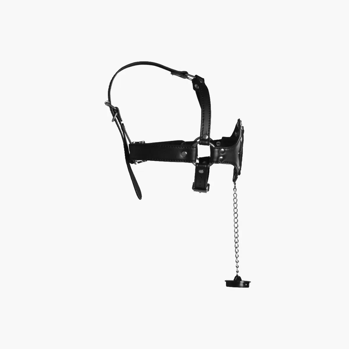 Open Mouth Gag Head Harness with Plug Stopper Black Open Mouth Gag Head Harness with Plug Stopper Black