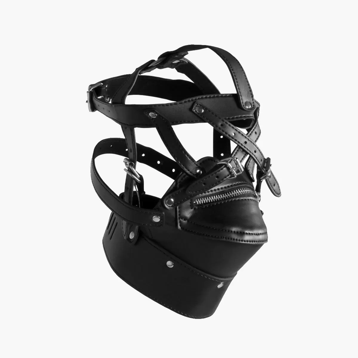 Head Harness with Zipup Mouth and Lock Black Head Harness with Zipup Mouth and Lock Black