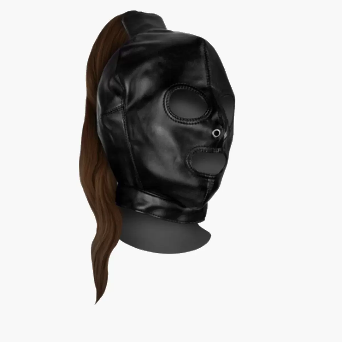 Mask with Brown Ponytail Black