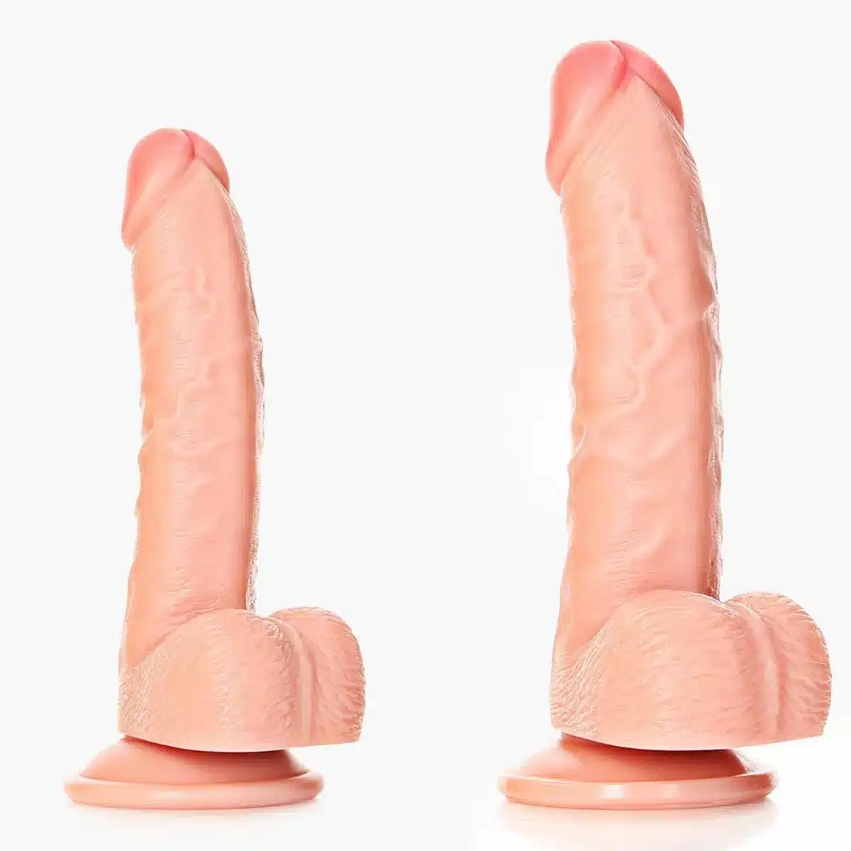 Curved Realistic Dildo with Balls and Suction Cup