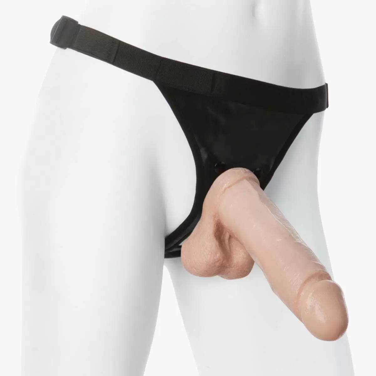 Realistic Cock with Ultra Harness Vac U Lock White 8in Realistic Cock with Ultra Harness Vac U Lock White 8in