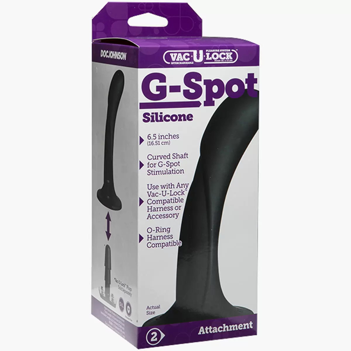 Vac U Lock G Spot Silicone Dildo Black 6.5inc