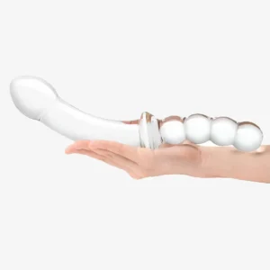 12.5inch Girthy Double Sided Dong With Anal Bead Grip Handle