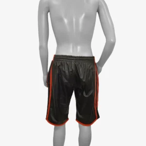 Leather Long Sports Shorts Black with Red Leather Long Sports Shorts Black with Red